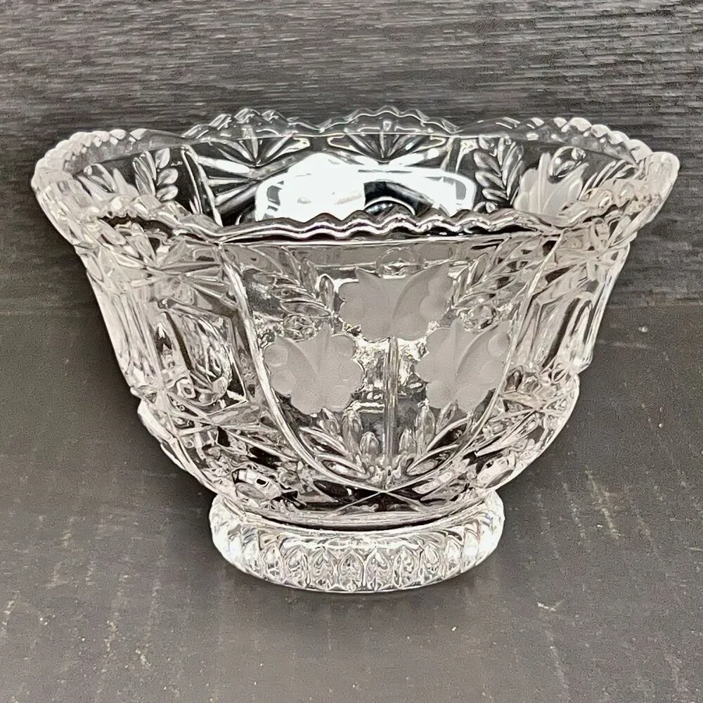 NIB Vintage AnnaHutte 24% Lead Crystal Bowl - Scalloped/Sawtooth Germany- 4